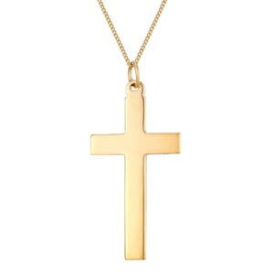 Rolled Gold Large Plain Cross Pendant Necklace