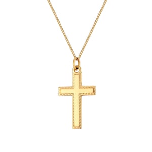 Rolled Gold Beaded Edge Cross Pendant Necklace