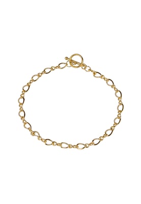 7" Rolled Gold Oval Link T-Bar Bracelet
