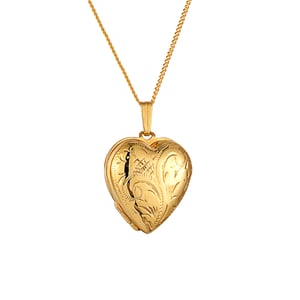 28mm Rolled Gold Vintage-Style Heart Locket Necklace