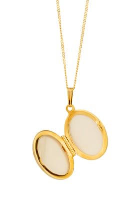 25mm Rolled Gold Engraved Oval Locket Necklace