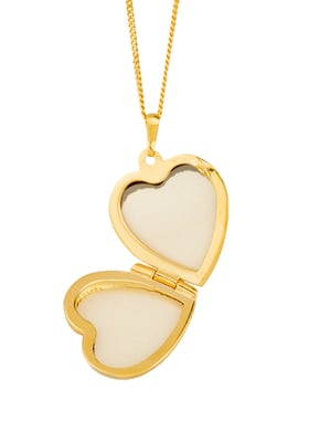 16mm Rolled Gold Floral Heart Locket Necklace