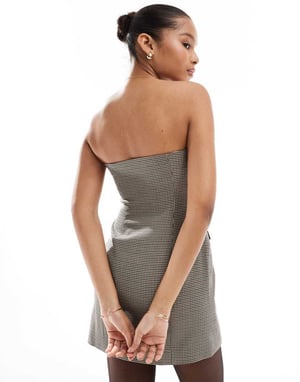 Miss Selfridge tailored bandeau mini dress in check print