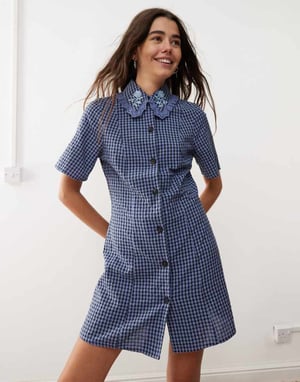 Reclaimed Vintage mini shirt dress in blue check