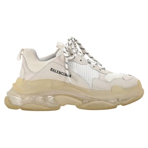 Balenciaga Triple S Clear Sole Sneakers in White Polyester