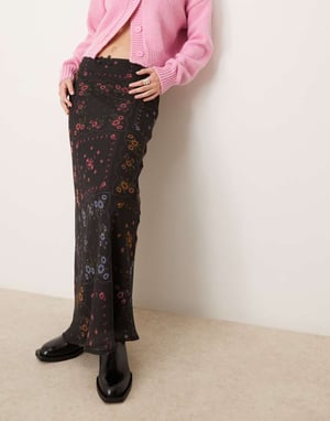 Miss Selfridge bias maxi skirt in floral print