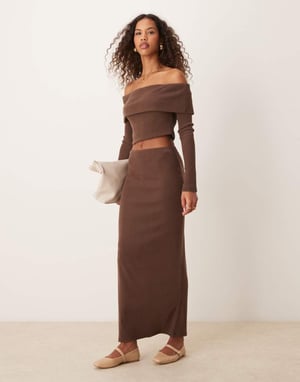 Miss Selfridge maxi skirt in chocolate