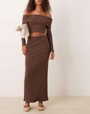 Miss Selfridge maxi skirt in chocolate