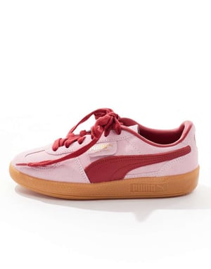 Puma Palermo trainers in pink & red