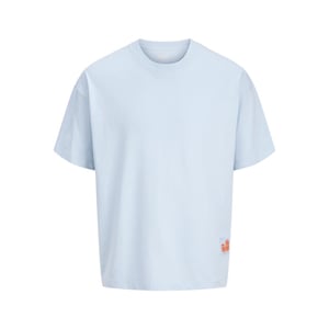 Jack & Jones Heren backprint t-shirt jorcotedazur lichtblauw/oranje