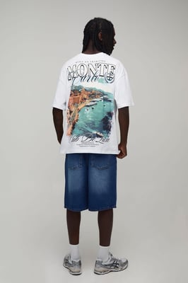 Regular Stripe Double Waistband Denim Jorts