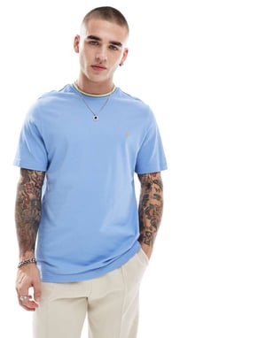 Farah alvin t-shirt in light blue with collar tipping