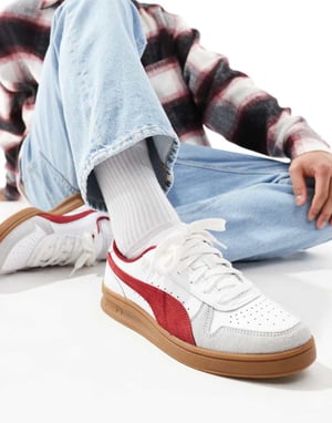 Puma Indoor trainers in white & red