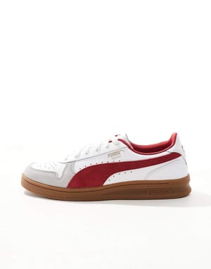 Puma Indoor trainers in white & red