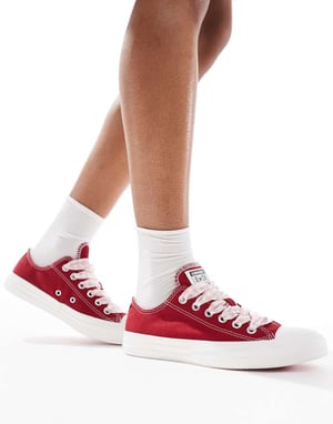 Converse Chuck Taylor All Star Ox trainers in red with gingham laces