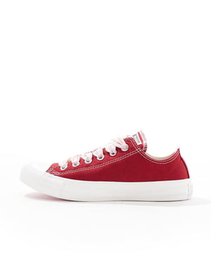Converse Chuck Taylor All Star Ox trainers in red with gingham laces