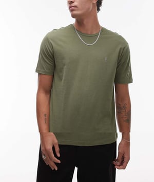AllSaints Brace 3-pack brushed cotton t-shirts in white green black