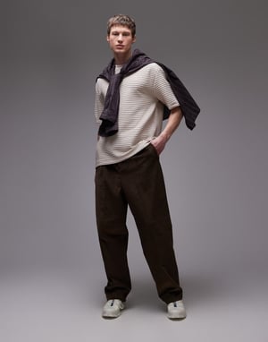 Topman relaxed fit smart rib t-shirt in stone