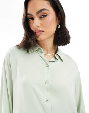 Miss Selfridge long sleeve drop waist pleated shirt dress
