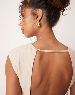 Abercrombie & Fitch open back detail cap sleeve top in beige