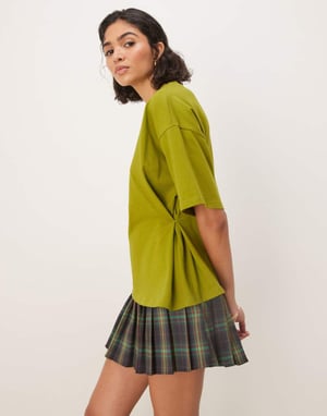 ASOS DESIGN cinched side t-shirt in olive