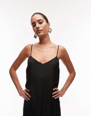Topshop skräddarsydda randiga midi klänning med spaguettiband