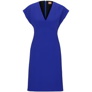 Women's Boss Debrany V-Neck Knee Length A-Line Dress in Open Blue