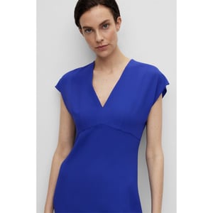 Women's Boss Debrany V-Neck Knee Length A-Line Dress in Open Blue