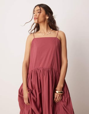 ASOS DESIGN maxiklänning med sänkt midja i duschrosa