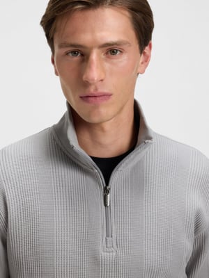 Mens Light Pastel Grey Structure Quarter Zip Sweatshirt