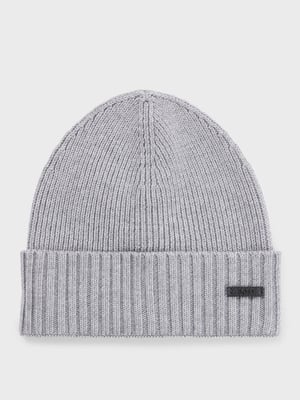 Mens Silver Fati Logo Plaque Beanie