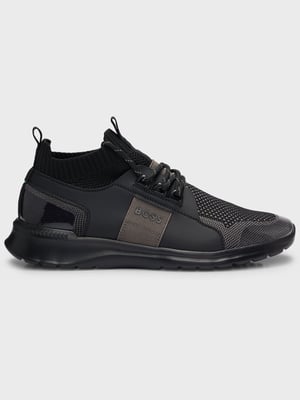 Mens Black Extreme Knit & Suede Trainer