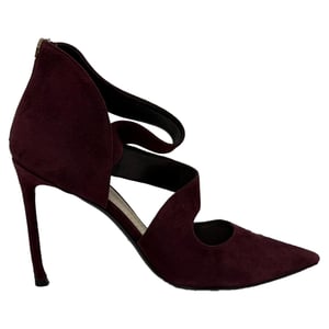 Dior Strappy Pointed-Toe Pumps in Burgundy Suede