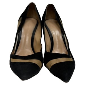Gianvito Rossi Mesh Accent Pointed-Toe Pumps in Black Suede