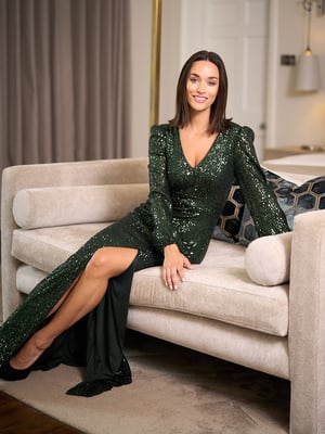 Alison Sequn V Neck Maxi Dress