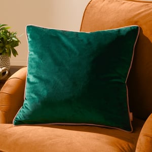 Furn Meridian Velvet Feather Filled Cushion, Emerald/Blush