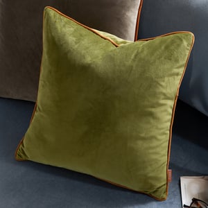 Furn Meridian Velvet Cushion Cover, Olive/Ginger