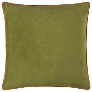 Furn Meridian Velvet Cushion Cover, Olive/Ginger