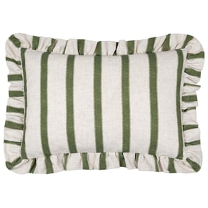 Wylder Connie Striped Ruffle Feather Filled Cushion, Moss