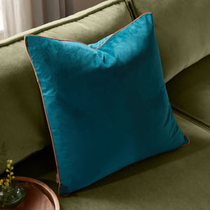 Furn Meridian Velvet Cushion Cover, Teal/Tiger