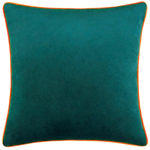 Furn Meridian Velvet Feather Filled Cushion, Teal/Clementine