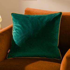 Furn Meridian Velvet Cushion Cover, Emerald/Moss