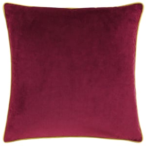 Furn Meridian Velvet Polyester Filled Cushion, Maroon/Moss