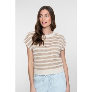 Geisha pullover ajour stripe 64362-70 720 sand/off-white