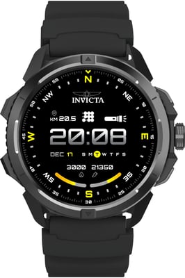 Invicta I-Tech ITECH-009 Herenhorloge - Smartwatch Uurwerk - Roestvrij Staal met Zwarte Wijzerplaat - 47 mm