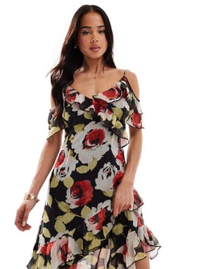 Miss Selfridge volangmaxiklänning i blommönster