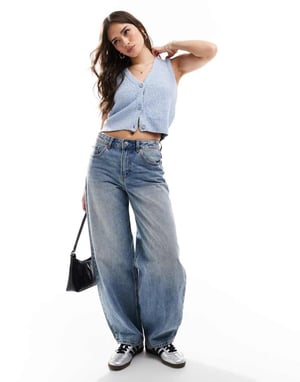 ONLY textured knitted vest in light blue