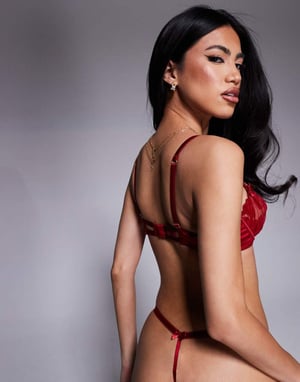 Boux Avenue Rosetta embroidered baclonette bra in dark red