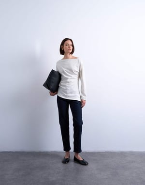 Topshop asymmetrisk halsringning långärmad topp i off-white