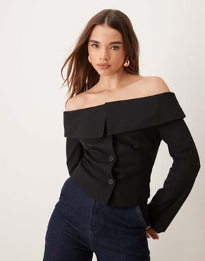 Gina Tricot skräddarsydd blazer med avtagna axlar i svart